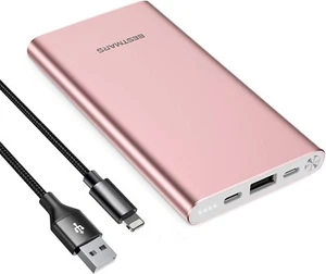 Bestmars 10000mAh Quick Charge Tragbares Ladegerät Schnellladung Powerbank Pink - Bild 1 von 1