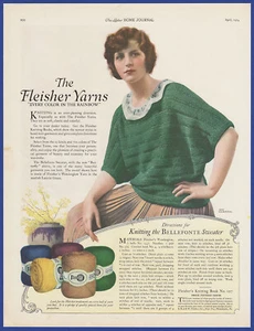 Vintage 1924 FLEISCHERGARNE Nähen Stricken farbiges Garn Ephemera 20er Jahre Druckanzeige - Bild 1 von 1