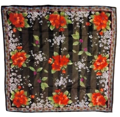 复古伯克希尔花卉印花围巾包 30x30 花紫色红色意大利 — 第 1/4 张图片