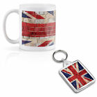 Mug & Square Keyring Set - Union Jack Brick Wall United Kingdom  #8308