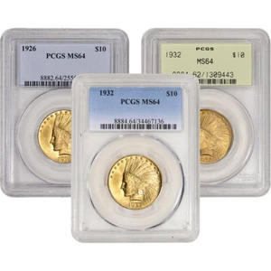 US Gold $10 Indian Head Eagle - PCGS MS64 - Random Date and Label - Picture 1 of 3
