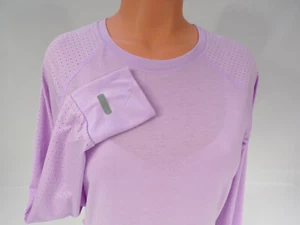 AVIA Womens Exercise Top Small 4/6 Lavender Long Sleeve Thumb Hole Running Gym - Picture 1 of 7