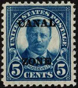 Canal Zone Stamp Scott # 74 Mint NH VF 5 Cents Blue Roosevelt w Type A Overprint - Picture 1 of 1