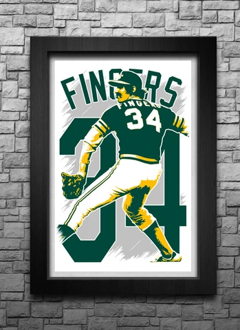 ROLLIE FINGERS art print/poster OAKLAND A'S FREE S&H! JERSEY Cover