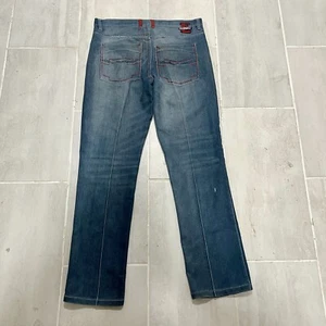 Evolution In Design Jeans Mens 38x34 Blue Denim Y2K Embroidered Skater Baggy - Picture 1 of 7