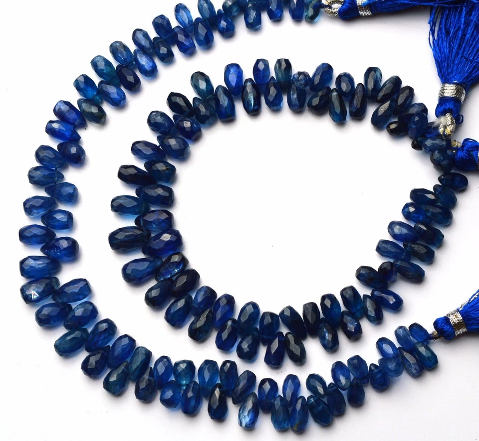 Briolettes en forma de gota facetados cianita de calidad fina gema natural de 3x5 a 5x8 mm 8" Foto 1 de 4