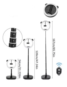11" Portable Selfie Panda Ring Light with 65" Extendable Stand, Bluetooth Remote - Picture 1 of 3