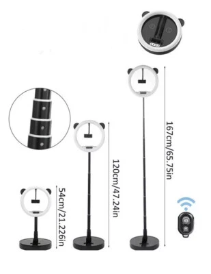 11" Portable Selfie Panda Ring Light with 65" Extendable Stand, Bluetooth Remote - Image 1 of 3