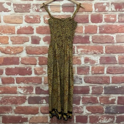 Vestido Just Love Mujer XL Tostado Negro Guepardo Safari Estampado Animal Calado Midi Foto 1 de 4