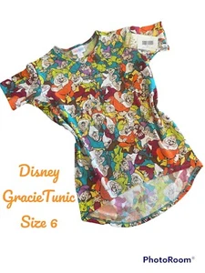 NWT Disney Lularoe Kids Gracie Tunic Top-Snow White and the Seven Dwarfs- Size 6 - Picture 1 of 1