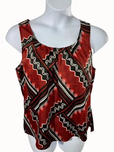 Chicos Red Black Geometric Sleeveless Tank Top Lightweight Blouse Size Large - Picture 1 of 7