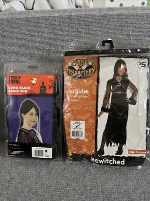 Totally Ghoul Black Braid Halloween Wig & Bewitched Size Lg Child Costume Kmart - Image 1 of 4