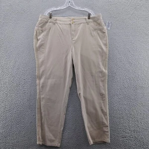 Catherines Womens Slim Leg Chino Pants 20W Beige High Rise Lyocell Blend NEW - Picture 1 of 15