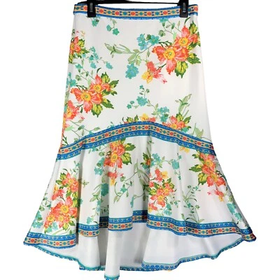 A. Calin Asymmetrical Flared Boho Skirt Womens L Multicolor Floral Zip Large - Image 1 of 4