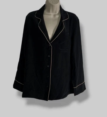 Pijama Top Kiki De Montparnasse Para Mujer Negro Blanco Noir Satinado Seda Talla M Foto 1 de 3