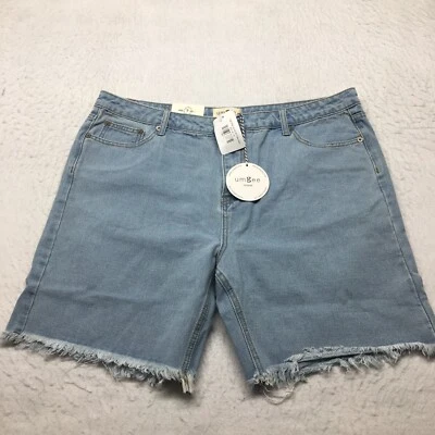 UMGEE Denim Distressed Cut Off Raw Hem Jean Shorts Button Light Wash Sz 9 (37x7) Foto 1 de 4