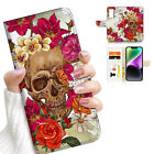 ( For Samsung A13 ) Wallet Flip Case Cover AJ26010 Rose Sugar Skull