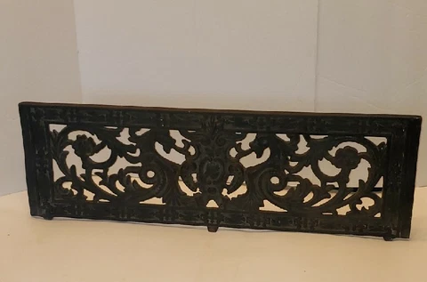 Architectural Salvage Antique GOTHIC Cast Iron Fireplace Grate ASIAN DRAGON 21.5 Cover