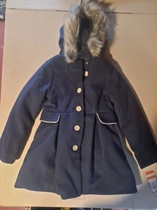 Girls Size 6/6T CAT And JACK Navy Blue Faux Fur Hooded Lined Brand New - Picture 1 of 4