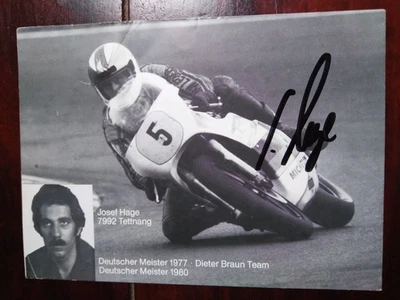 Autogrammkarte von Motorradrennfahrer Josef Hage handsigniert - Bild 1 von 2