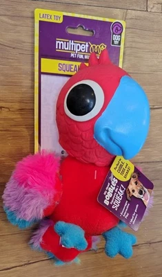 Multipet Bobble Bird Red, Purple, and Blue Dog Toy, 8 in Head bobbles Squeaker - Image 1 of 4