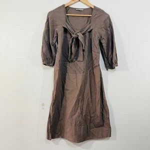Veronika Maine Brown Knee Length Dress Bow Detail AU 10 Casual Workwear Office - Bild 1 von 18
