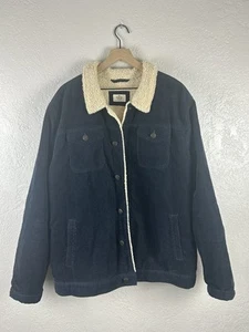 Marine Layer Men’s Boise Sherpa Trucker Corduroy Jacket, Navy Blue XXL - Picture 1 of 5