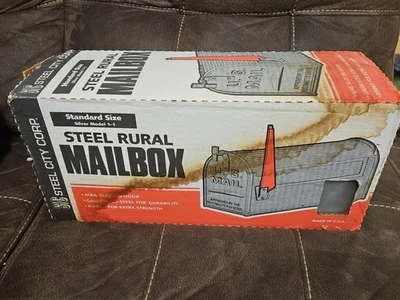 NOS Mid Century Vintage Rural Mailbox Ribbed Galvanized Model 1-1 Steel City MCM - Image 1 of 4