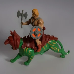 MOTU Vintage 1981 He-Man w/ Battle Cat Taiwan Soft Head (No Sword) Rare - Picture 1 of 3