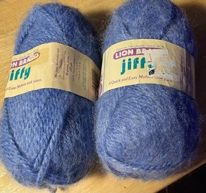 Lion Brand Jiffy Soft Acrylic Yarn Lot of 2 3 oz each HEATHER BLUE - Picture 1 of 5