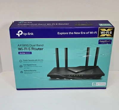 TP-Link Archer AX21 AX1800 Dual Band Wi-Fi 6 Router Gigabit EasyMesh NEW - Image 1 of 4