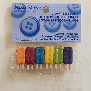 Dress It Up Buttons Glitter Twinpops Popsicle Jesse James Embellishments Shank - Picture 1 of 2