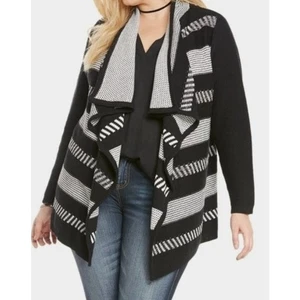 Torrid Women's Plus Size Black & White Striped Open Drape Cardigan Size 3 3X New - Picture 1 of 5
