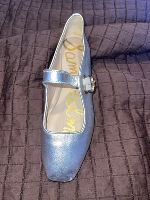 🩰 Sam Edelman Мэри Джейн балетки туфли Michaela кожи серебро 6,5 слева - Изображение 1 из 4
