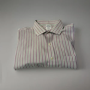 Brooke Brothers Slim Fit No Non-Iron Herren Hemd 18/35 lila, grüne Streifen - Bild 1 von 8