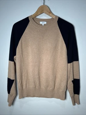 Reiss Womens Bria Cashmere & Wool Blend Sweater Size Small Tan Blue Preppy - Image 1 of 4