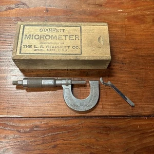 MICRÓMETRO STARETT VINTAGE CON CAJA DE MADERA - Imagen 1 de 8