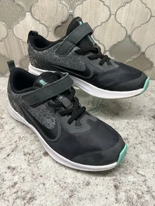 Nike Downshifter C12687-001 Girls Size 2Y Black With Metalic Rose Print - Picture 1 of 6
