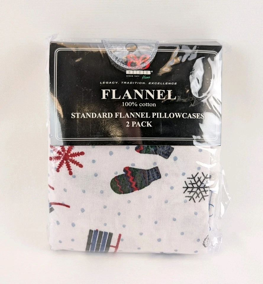 BIBB Home STANDARD Flannel Pillowcases Set OF 2 BLACK/GRAY/CHAR CHECK 20x30