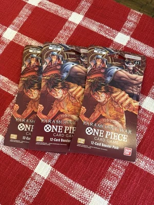 One Piece TCG OP-02 Paramount War Sleeved Booster Packs Selado Inglês LOTE de 3 - Imagem 1 de 2