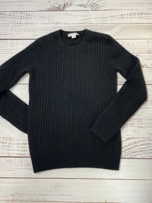 Suéter de cachemir Pendleton para mujer negro tejido con cable cuello redondo suéter mediano Foto 1 de 4