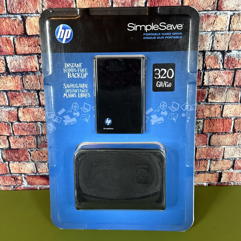 new sealed HP SimpleSave 320 GB Portable Hard Drive With Case SD320A - Image 1 of 4