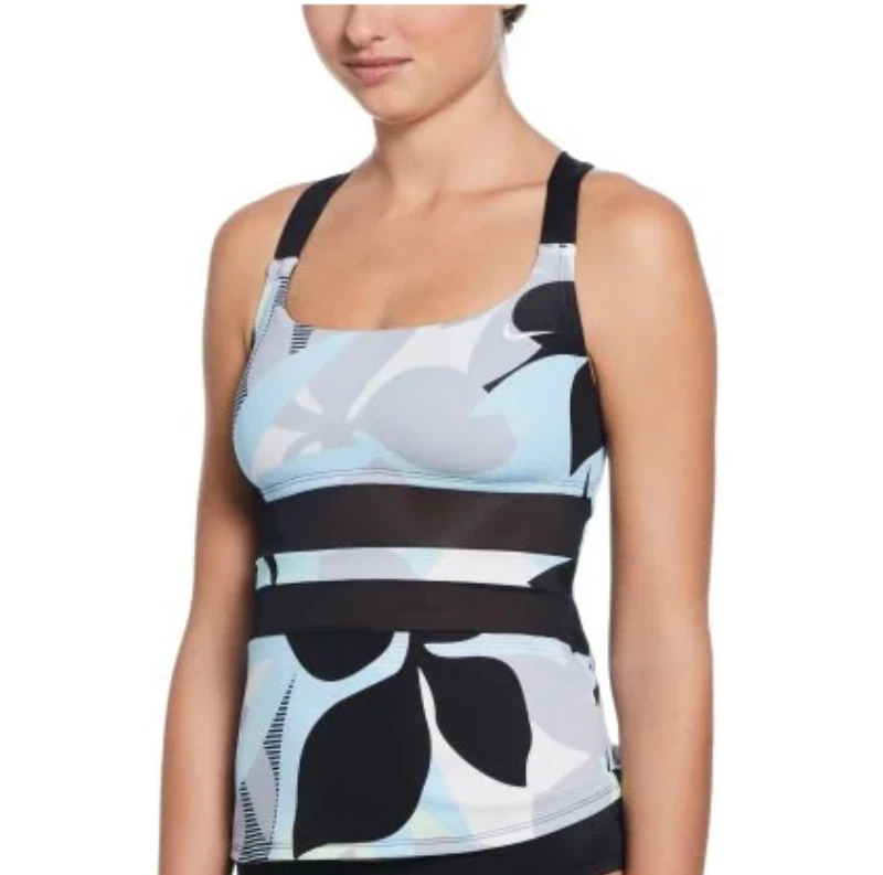 Nike Women's L Floral Jungle Print Swim Tankini Top Built In Bra with Tags