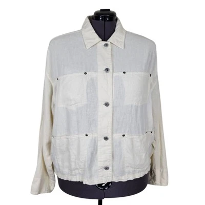 Blazer Diseño Chicos Talla 3 XL 16 Crema Hombro Caído Gran Tamaño Lino Rayón Foto 1 de 4