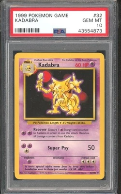 KADABRA #32 PSA 10 1999 POKEMON Base Set Unlimited WOTC  - Image 1 of 2