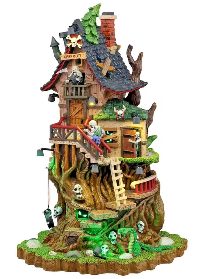 Lemax Spooky Town Smoke & Mirrors Magic Shop Lighted Building
