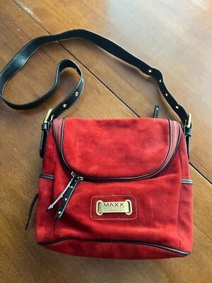 Bolso Bandolera Maxx New York Cuero Gamuza - Rojo - Nuevo sin Etiquetas Foto 1 de 4