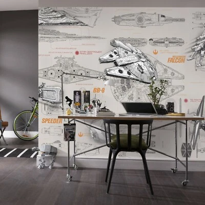 Star Wars paper wallpaper 368x254cm starships teenagers bedroom giant wall mural - Image 1 of 4