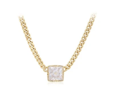Collar Gargantilla Cadena Chapado en Oro 14k Cuadrado Circonita Circonita Piedra Joyería de Lujo Foto 1 de 4