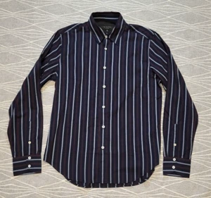 Rag and Bone NY Rove Cotton Striped Shirt Navy Stripe Men Size Medium BNWT - Picture 1 of 9